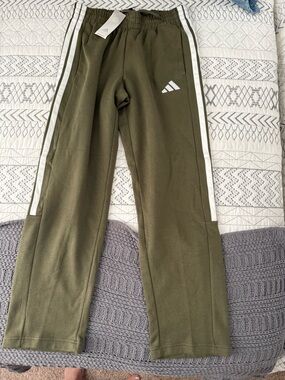 adidas Olive Green Joggers with White Side Stripe